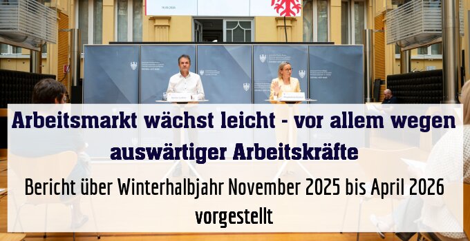 Bericht über Winterhalbjahr November 2025 bis April 2026 vorgestellt