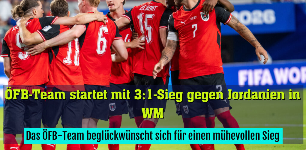 Das ÖFB-Team beglückwünscht sich für einen mühevollen Sieg
