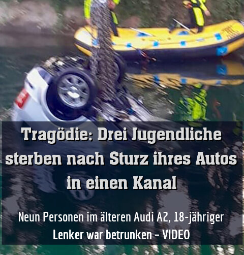 Neun Personen im älteren Audi A2, 18-jähriger Lenker war betrunken – VIDEO