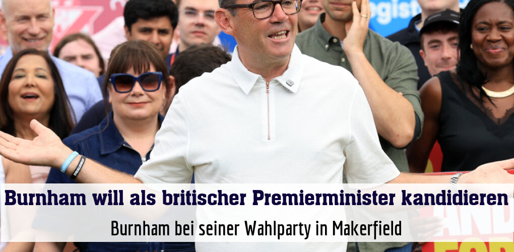 Burnham bei seiner Wahlparty in Makerfield