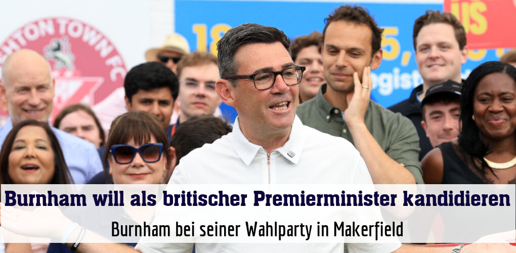 Burnham bei seiner Wahlparty in Makerfield