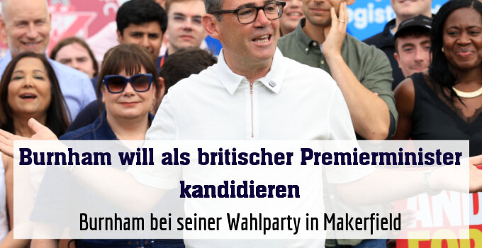 Burnham bei seiner Wahlparty in Makerfield