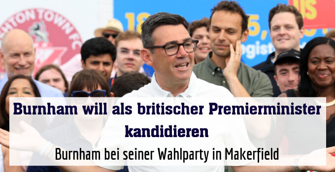 Burnham bei seiner Wahlparty in Makerfield