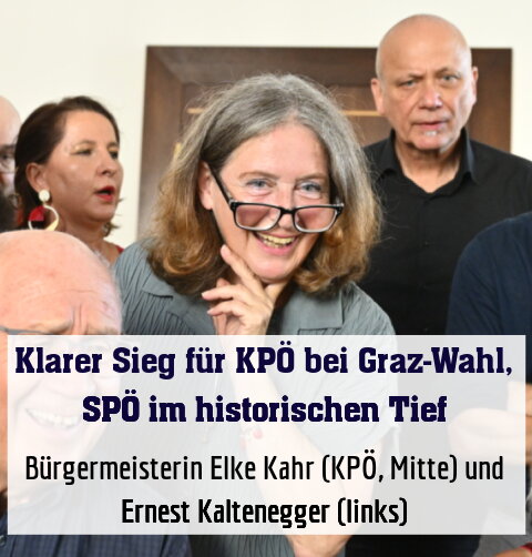 Bürgermeisterin Elke Kahr (KPÖ, Mitte) und Ernest Kaltenegger (links)