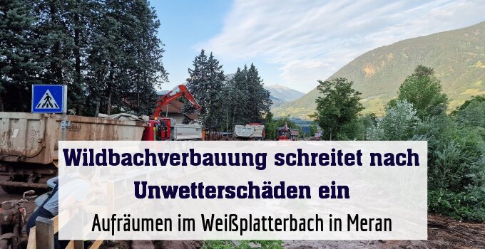 Aufräumen im Weißplatterbach in Meran