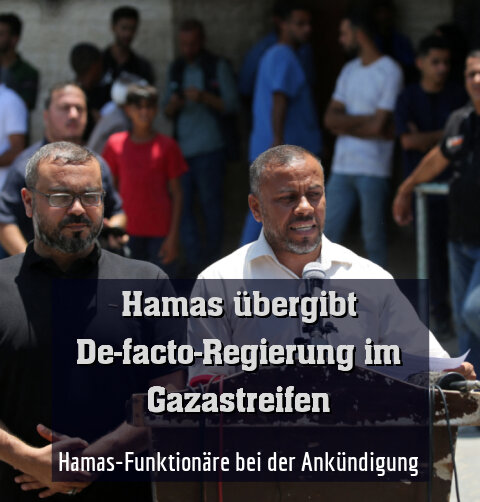 Hamas-Funktionäre bei der Ankündigung