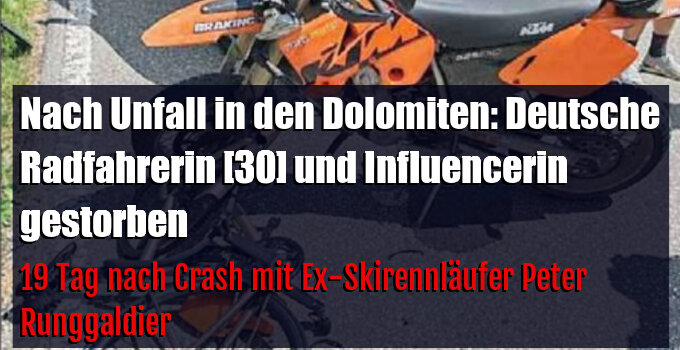 19 Tag nach Crash mit Ex-Skirennläufer Peter Runggaldier