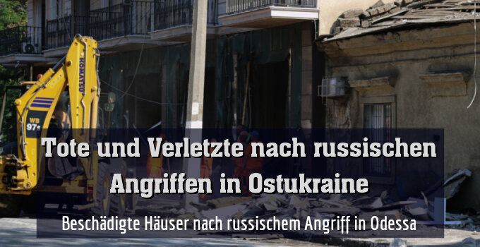 Beschädigte Häuser nach russischem Angriff in Odessa