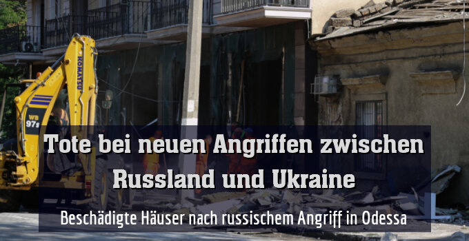 Beschädigte Häuser nach russischem Angriff in Odessa