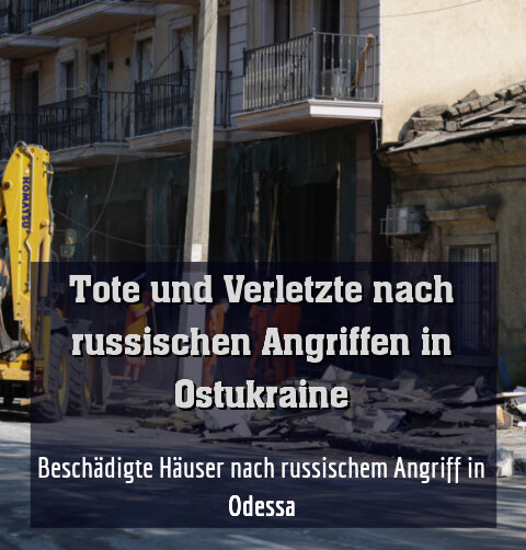 Beschädigte Häuser nach russischem Angriff in Odessa