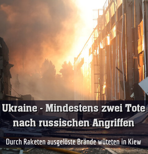 Durch Raketen ausgelöste Brände wüteten in Kiew