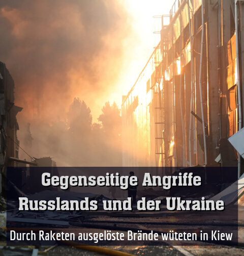 Durch Raketen ausgelöste Brände wüteten in Kiew