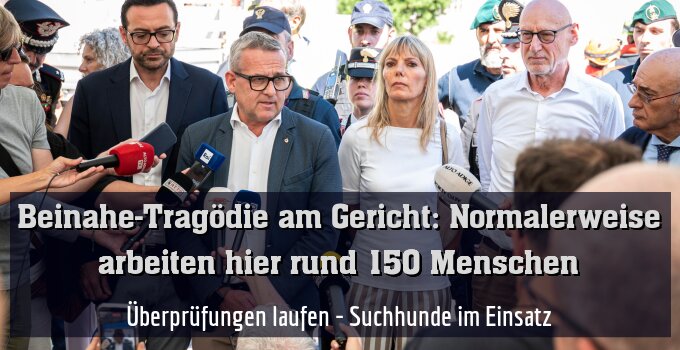 Überprüfungen laufen - Suchhunde im Einsatz
