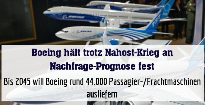 Bis 2045 will Boeing rund 44.000 Passagier-/Frachtmaschinen ausliefern