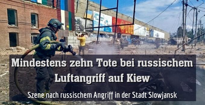 Szene nach russischem Angriff in der Stadt Slowjansk