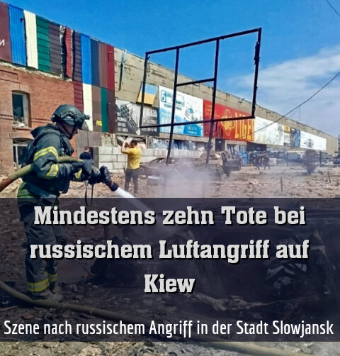 Szene nach russischem Angriff in der Stadt Slowjansk