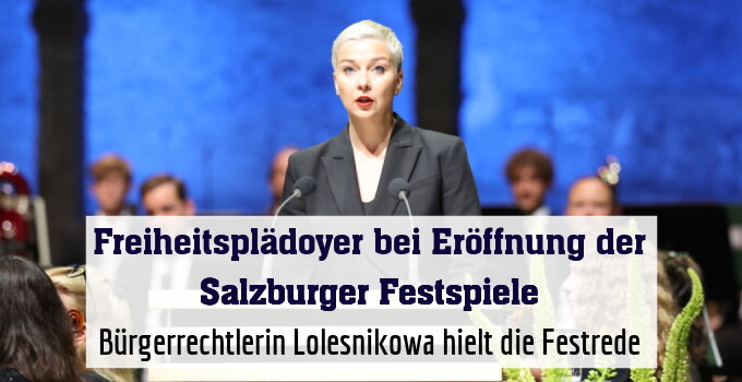 Bürgerrechtlerin Lolesnikowa hielt die Festrede