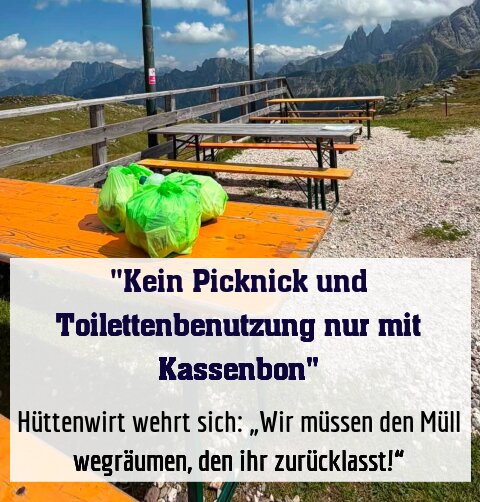 Hüttenwirt wehrt sich: „Wir müssen den Müll wegräumen, den ihr zurücklasst!“