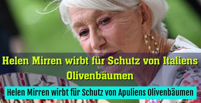Helen Mirren wirbt für Schutz von Apuliens Olivenbäumen