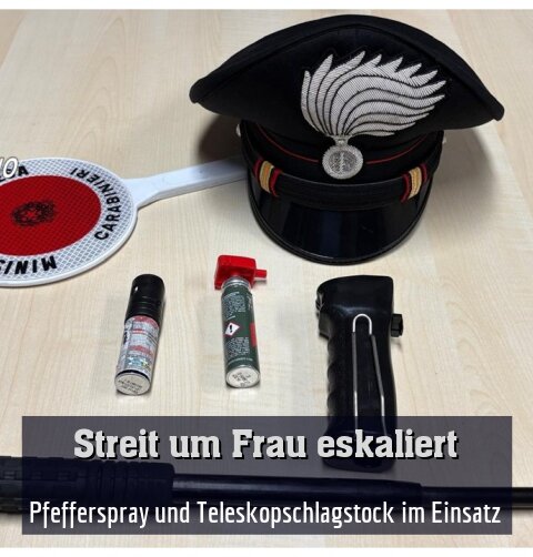 Pfefferspray und Teleskopschlagstock im Einsatz