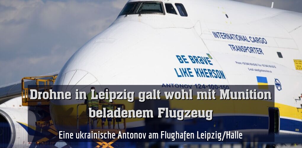 Eine ukrainische Antonov am Flughafen Leipzig/Halle.