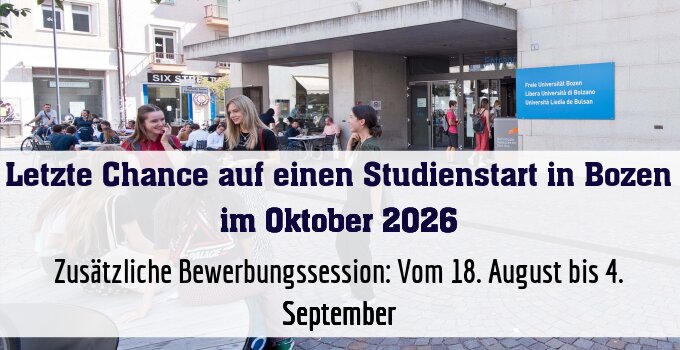 Zusätzliche Bewerbungssession: Vom 18. August bis 4. September