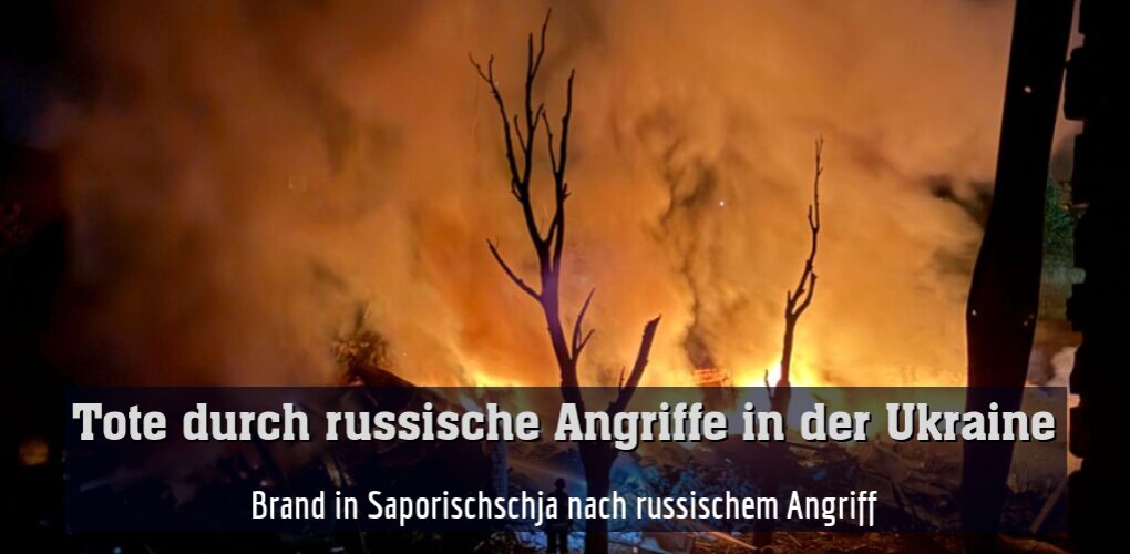 Brand in Saporischschja nach russischem Angriff