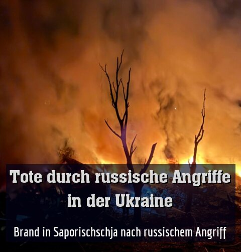 Brand in Saporischschja nach russischem Angriff