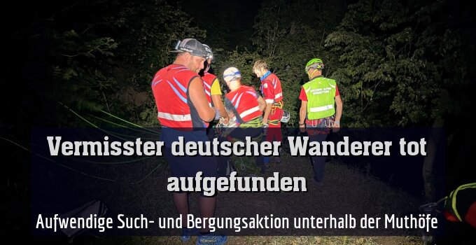 Aufwendige Such- und Bergungsaktion unterhalb der Muthöfe