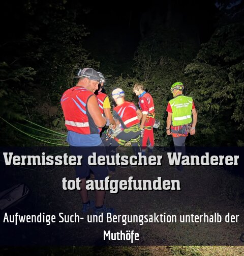 Aufwendige Such- und Bergungsaktion unterhalb der Muthöfe