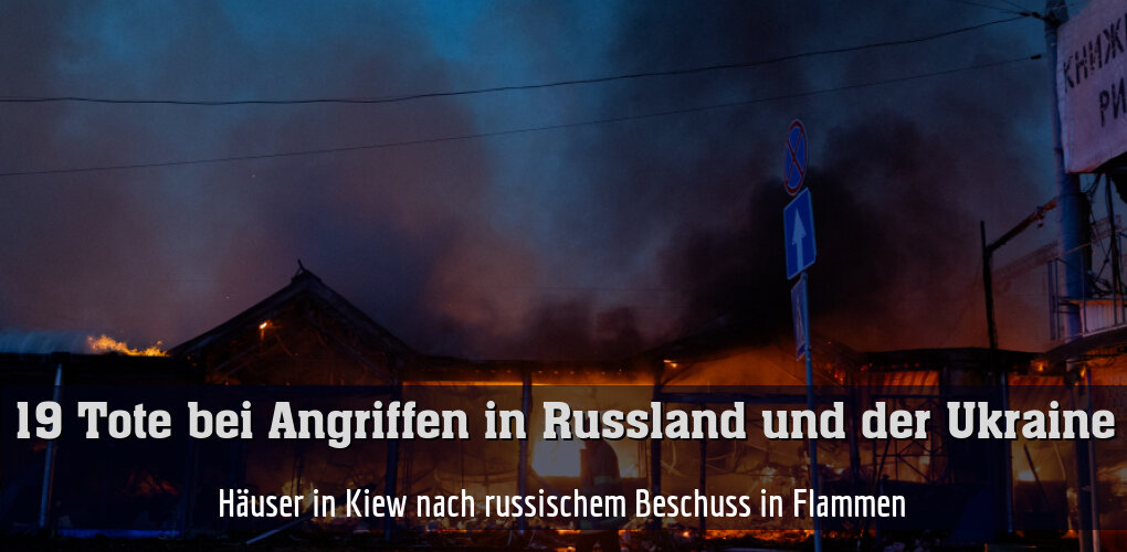 Häuser in Kiew nach russischem Beschuss in Flammen