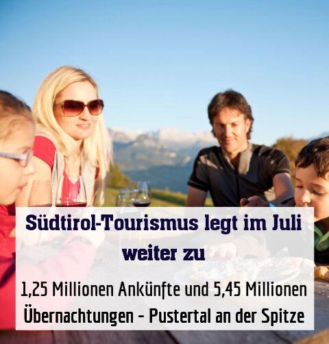 1,25 Millionen Ankünfte und 5,45 Millionen Übernachtungen - Pustertal an der Spitze