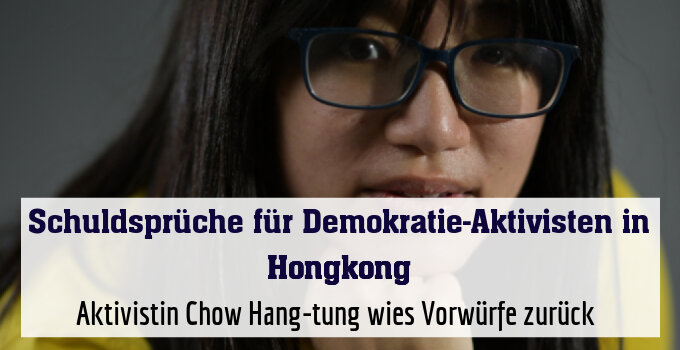 Aktivistin Chow Hang-tung wies Vorwürfe zurück (Archivbild)