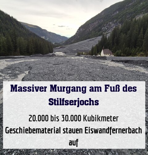 20.000 bis 30.000 Kubikmeter Geschiebematerial stauen Eiswandfernerbach auf