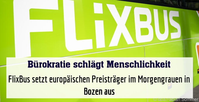 FlixBus setzt europäischen Preisträger im Morgengrauen in Bozen aus