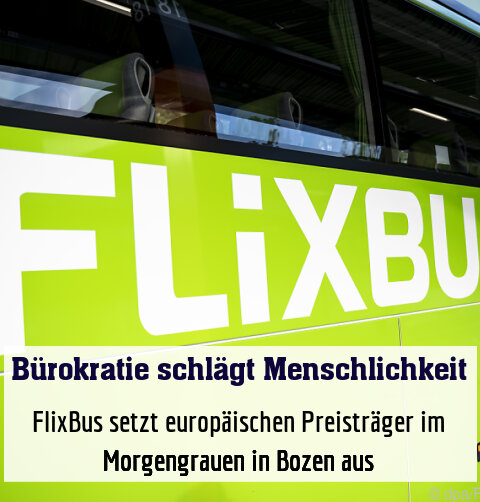 FlixBus setzt europäischen Preisträger im Morgengrauen in Bozen aus