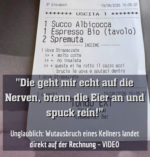 Unglaublich: Wutausbruch eines Kellners landet direkt auf der Rechnung – VIDEO