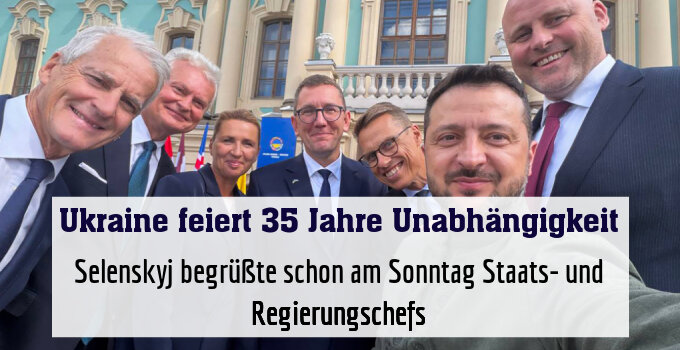 Selenskyj begrüßte schon am Sonntag Staats- und Regierungschefs