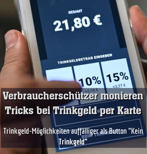 Trinkgeld-Möglichkeiten auffälliger als Button "Kein Trinkgeld"