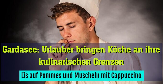 Eis auf Pommes und Muscheln mit Cappuccino