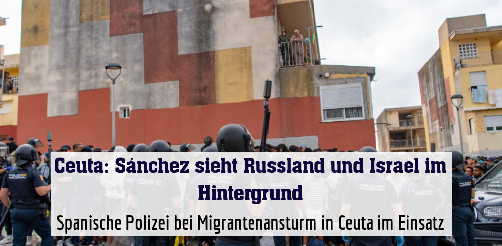 Spanische Polizei bei Migrantenansturm in Ceuta im Einsatz