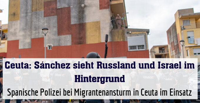 Spanische Polizei bei Migrantenansturm in Ceuta im Einsatz