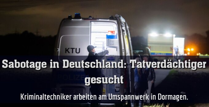 Kriminaltechniker arbeiten am Umspannwerk in Dormagen.