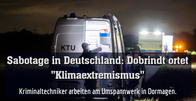 Kriminaltechniker arbeiten am Umspannwerk in Dormagen.