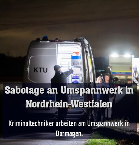 Kriminaltechniker arbeiten am Umspannwerk in Dormagen.