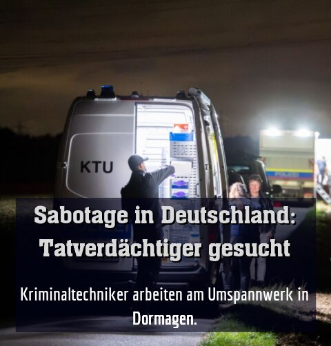 Kriminaltechniker arbeiten am Umspannwerk in Dormagen.