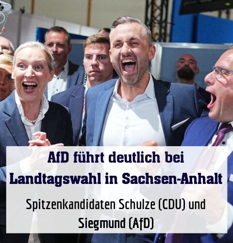 AfD-Führung jubelt mit Spitzenkandidat Ulrich Siegmund über Prognose