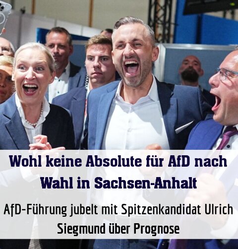 AfD-Führung jubelt mit Spitzenkandidat Ulrich Siegmund über Prognose