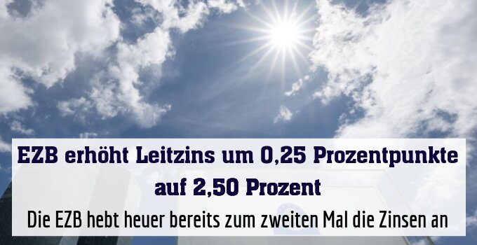 Die EZB hebt heuer bereits zum zweiten Mal die Zinsen an