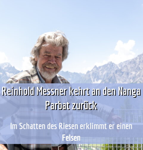 Im Schatten des Riesen erklimmt er einen Felsen